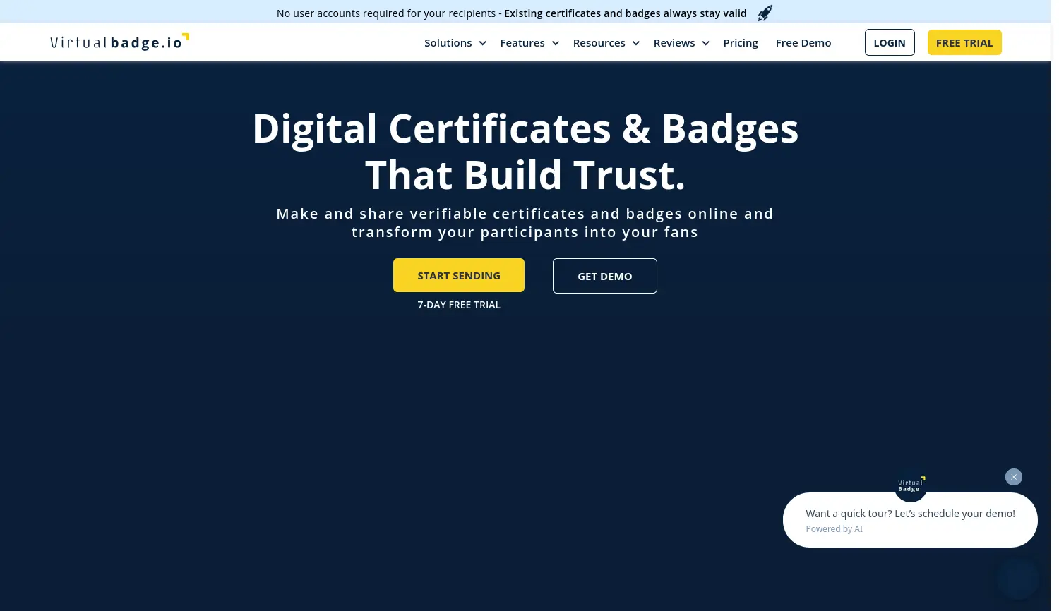 Website der Firma Virtualbadge.io