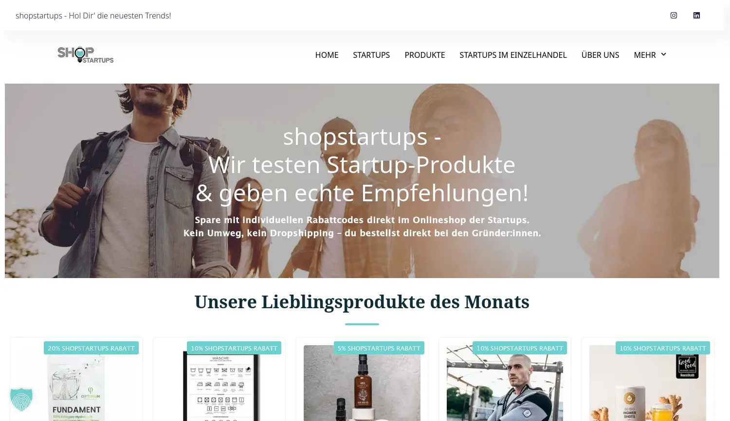 Website der Firma shopstartups