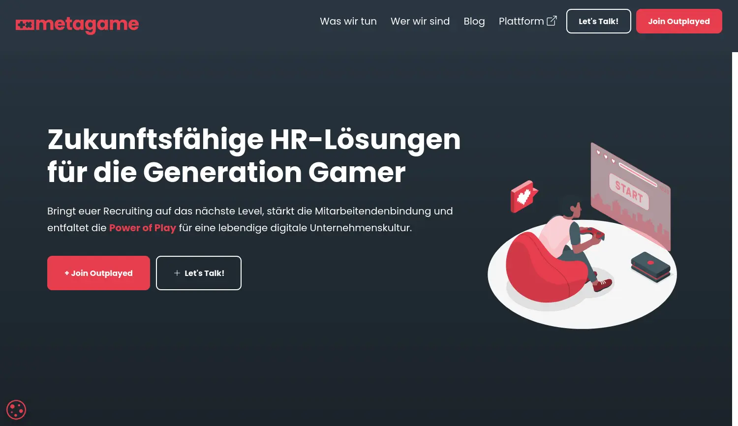 Website der Firma The metagame AI GmbH