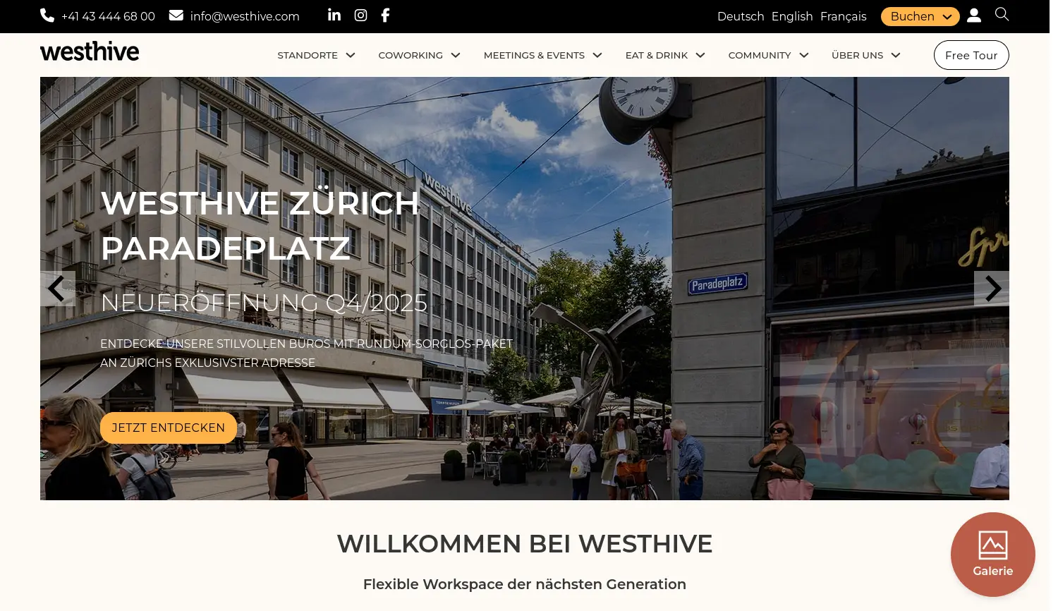 Website der Firma Westhive Coworking Ecosystem