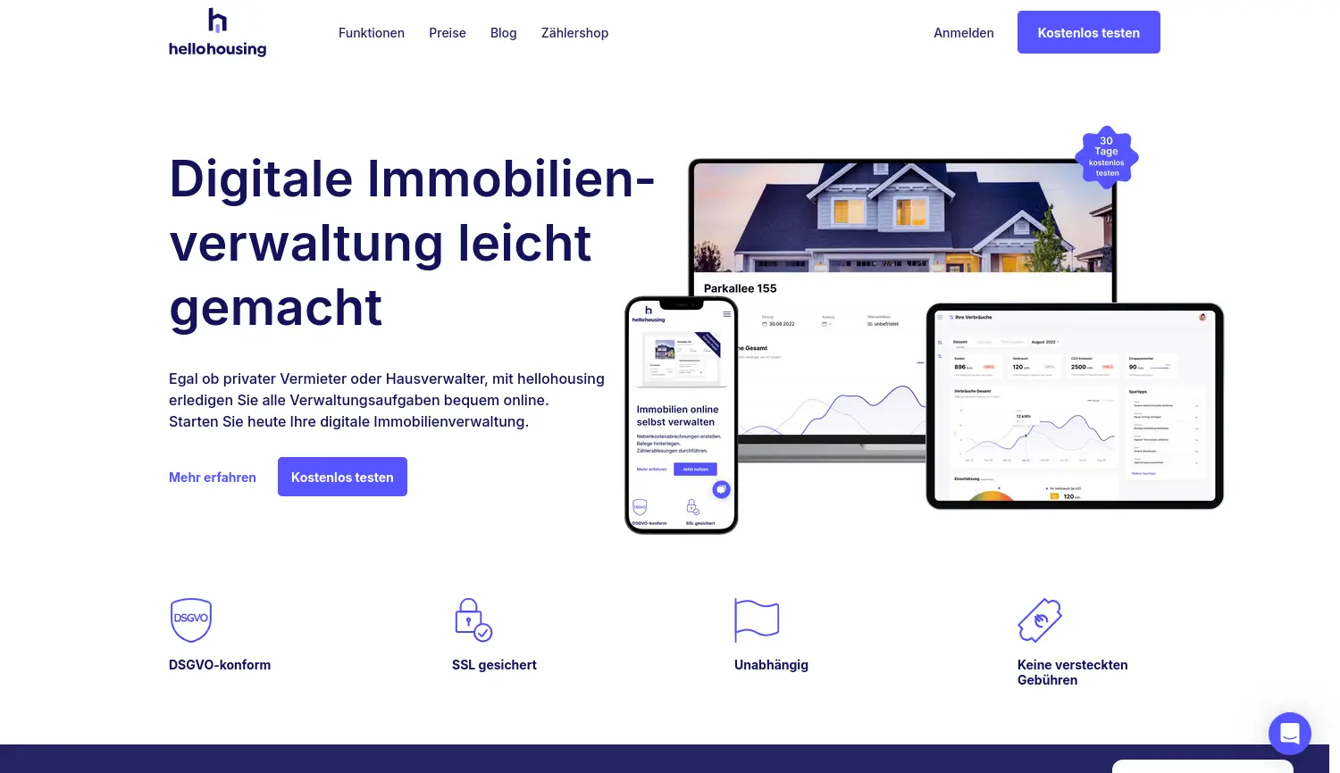 Website der Firma Hello Housing GmbH