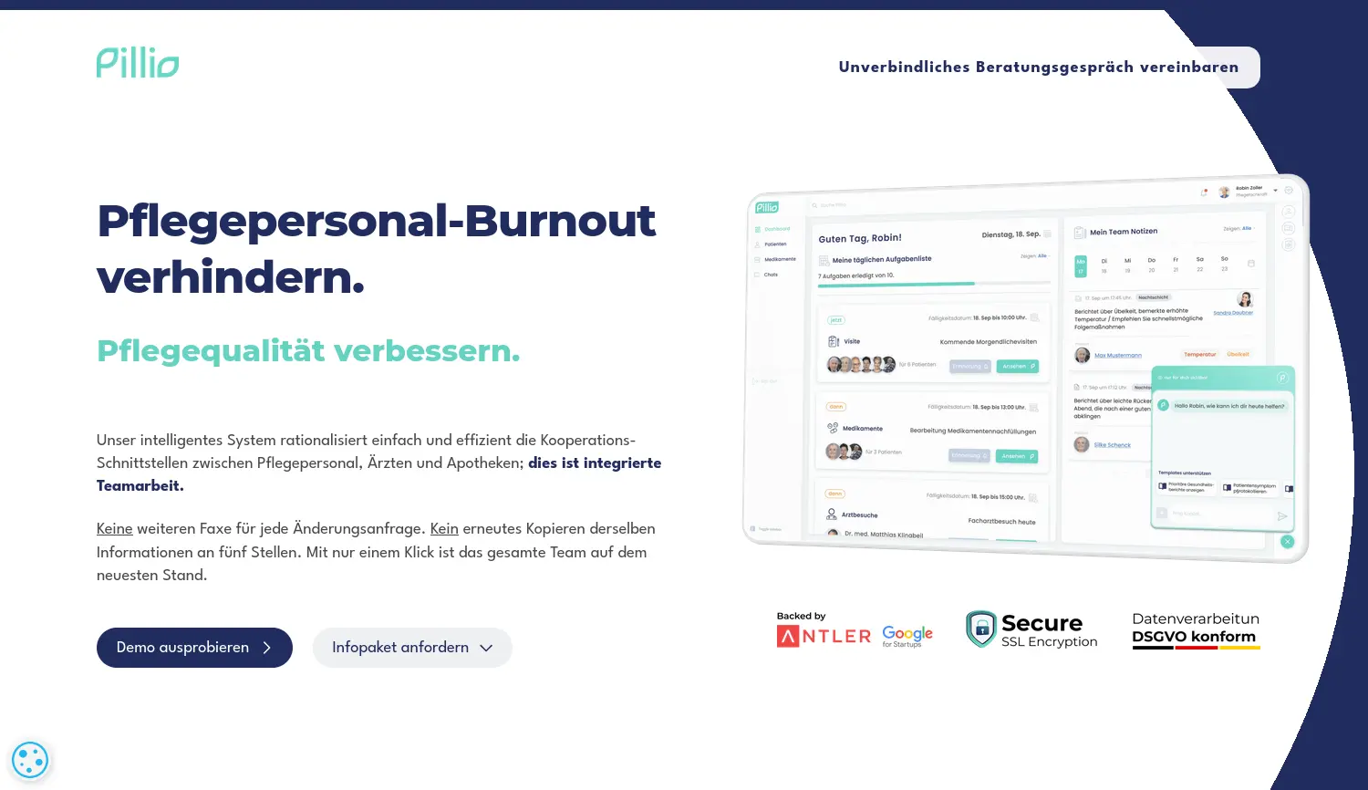 Website der Firma Pillio