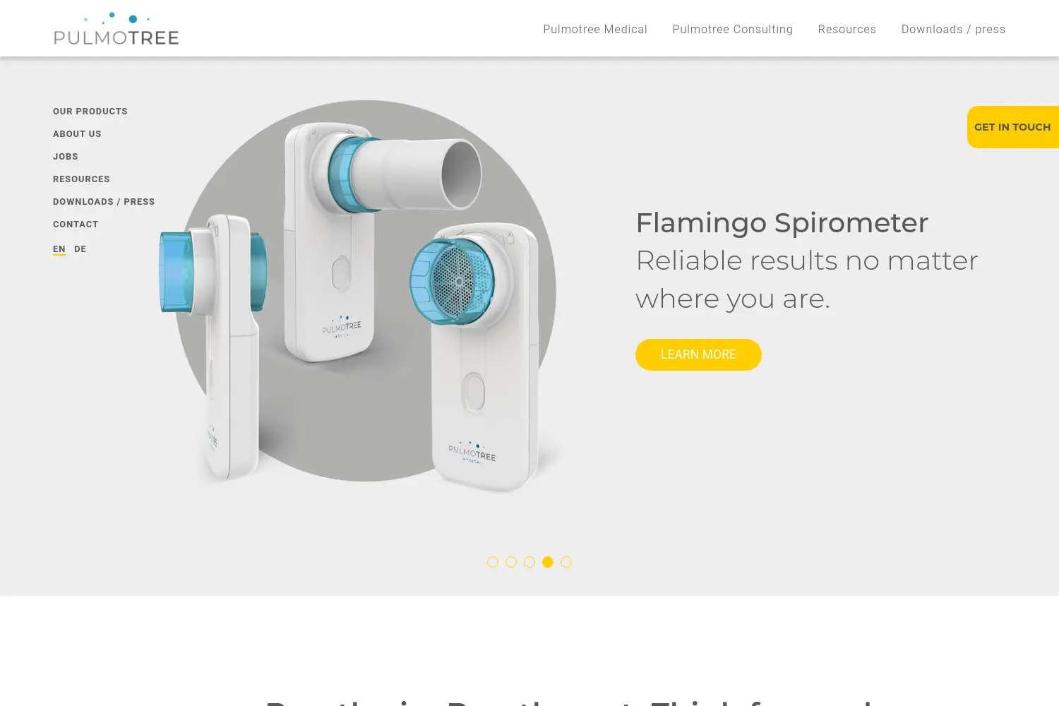 Website der Firma PULMOTREE Medical GmbH