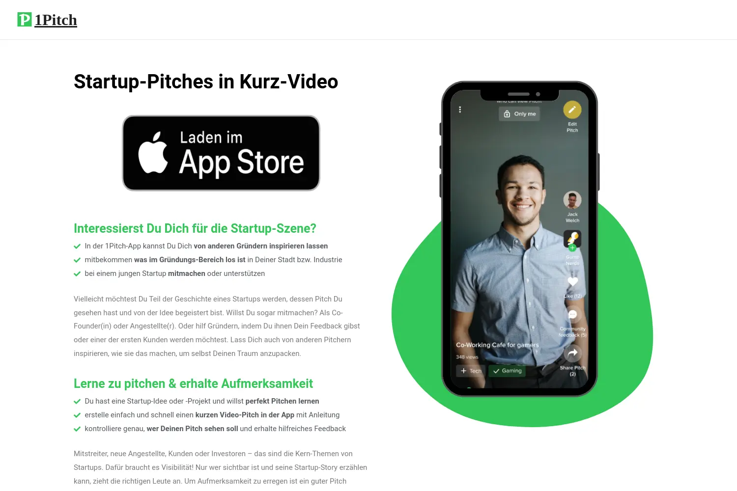 Website der Firma 1Pitch