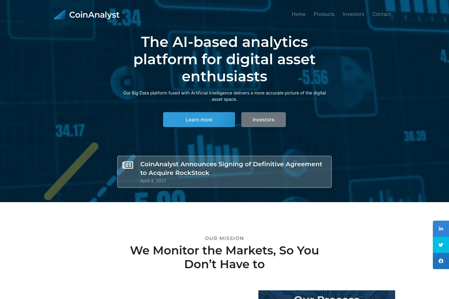 Website der Firma CoinAnalyst