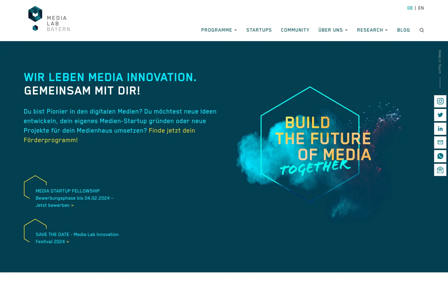 Website der Firma Media Lab Bayern