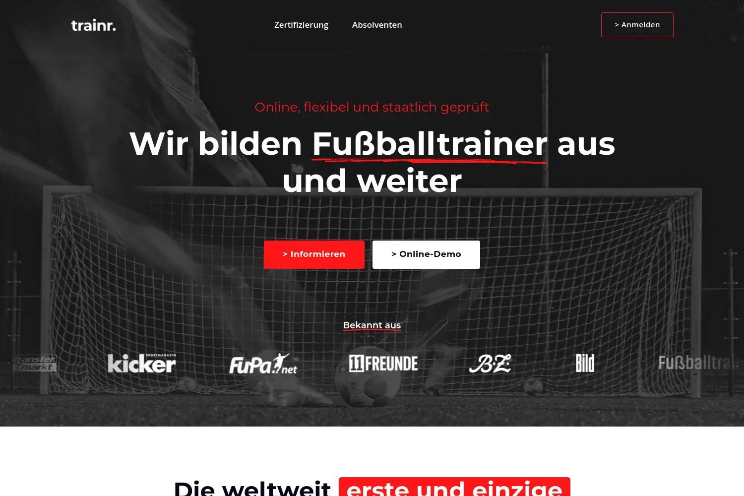 Website der Firma Fußball Agentur Deutschland GmbH