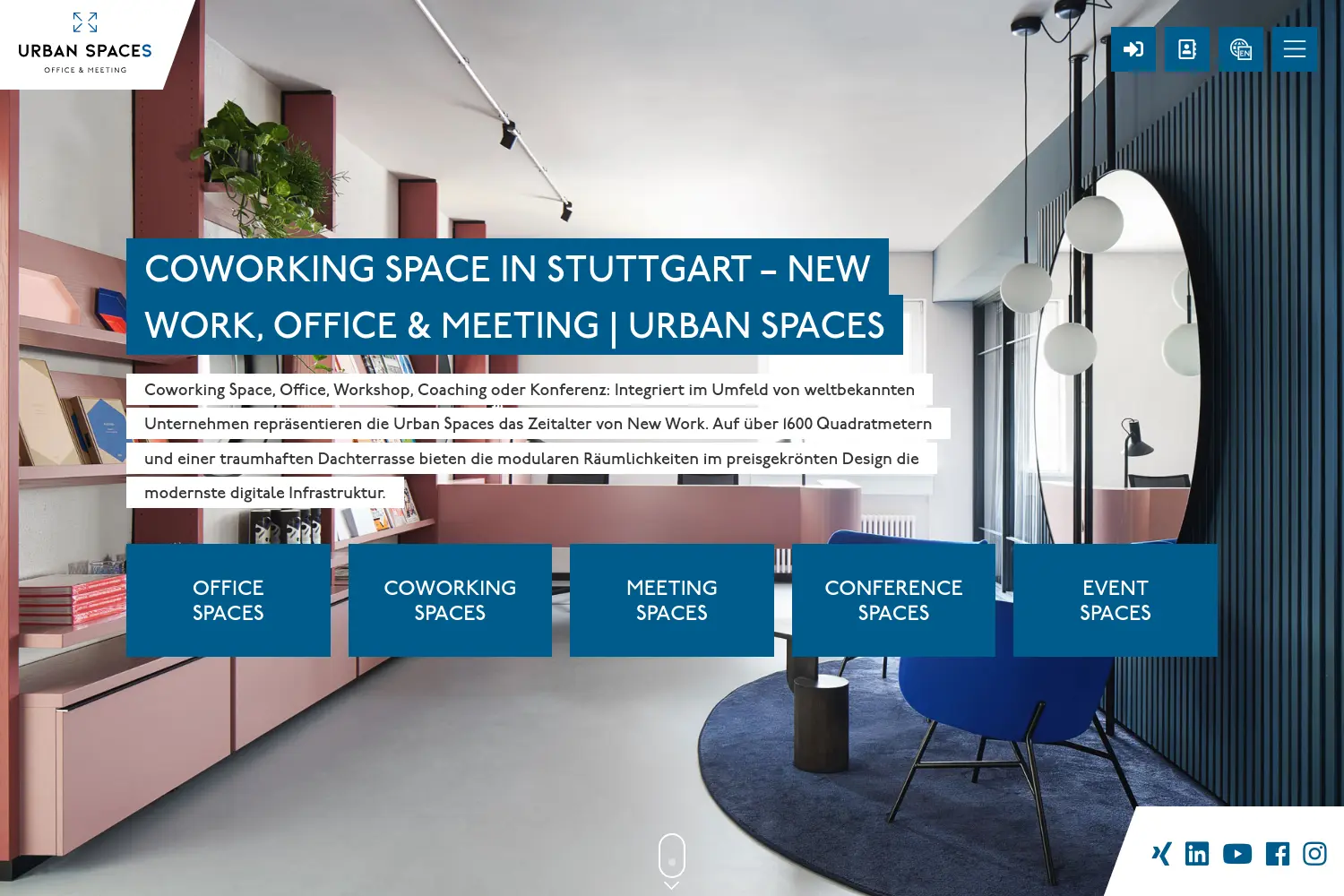 Website der Firma Urban Spaces – Office & Meeting