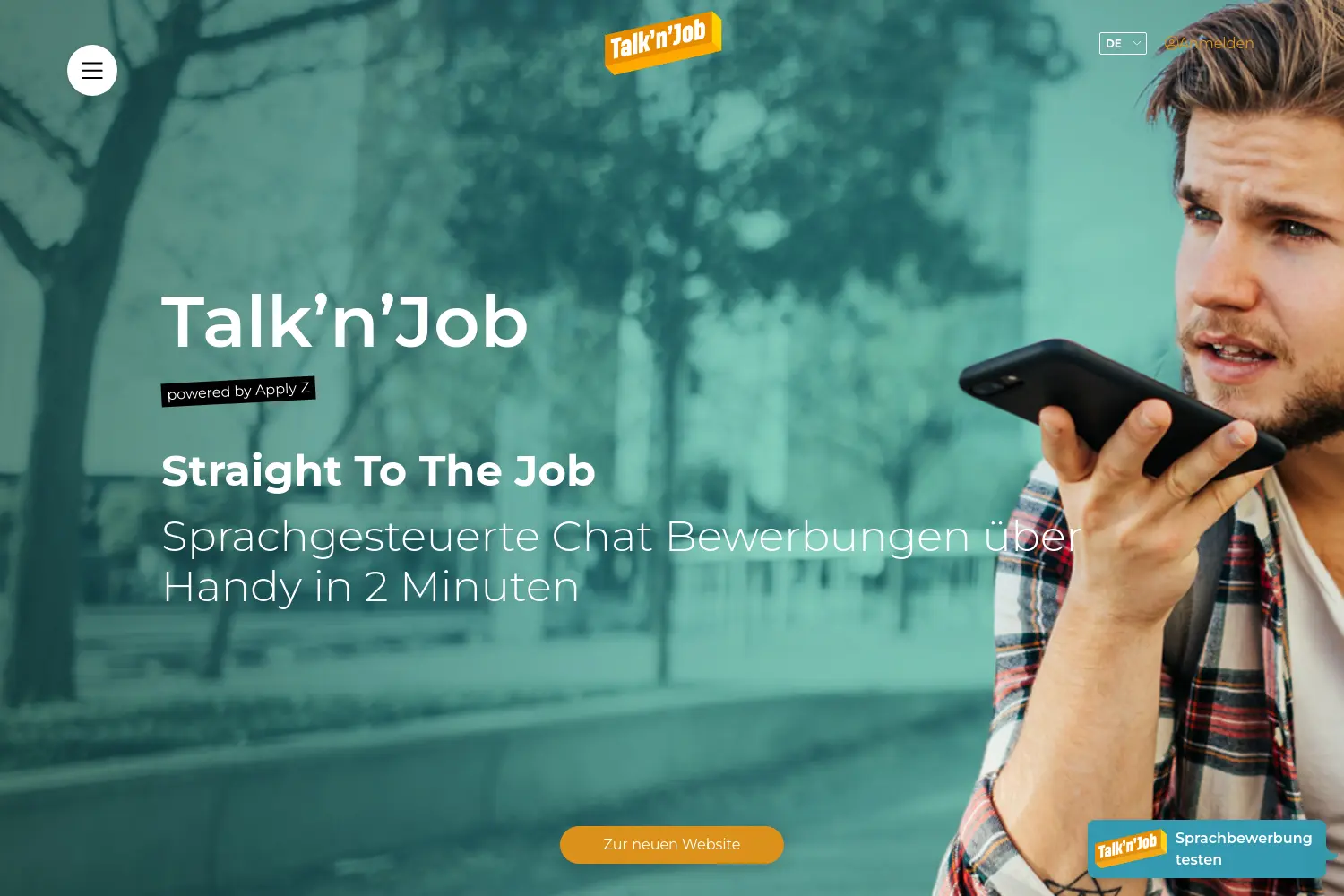Website der Firma Talk’n’Job by Apply Z GmbH