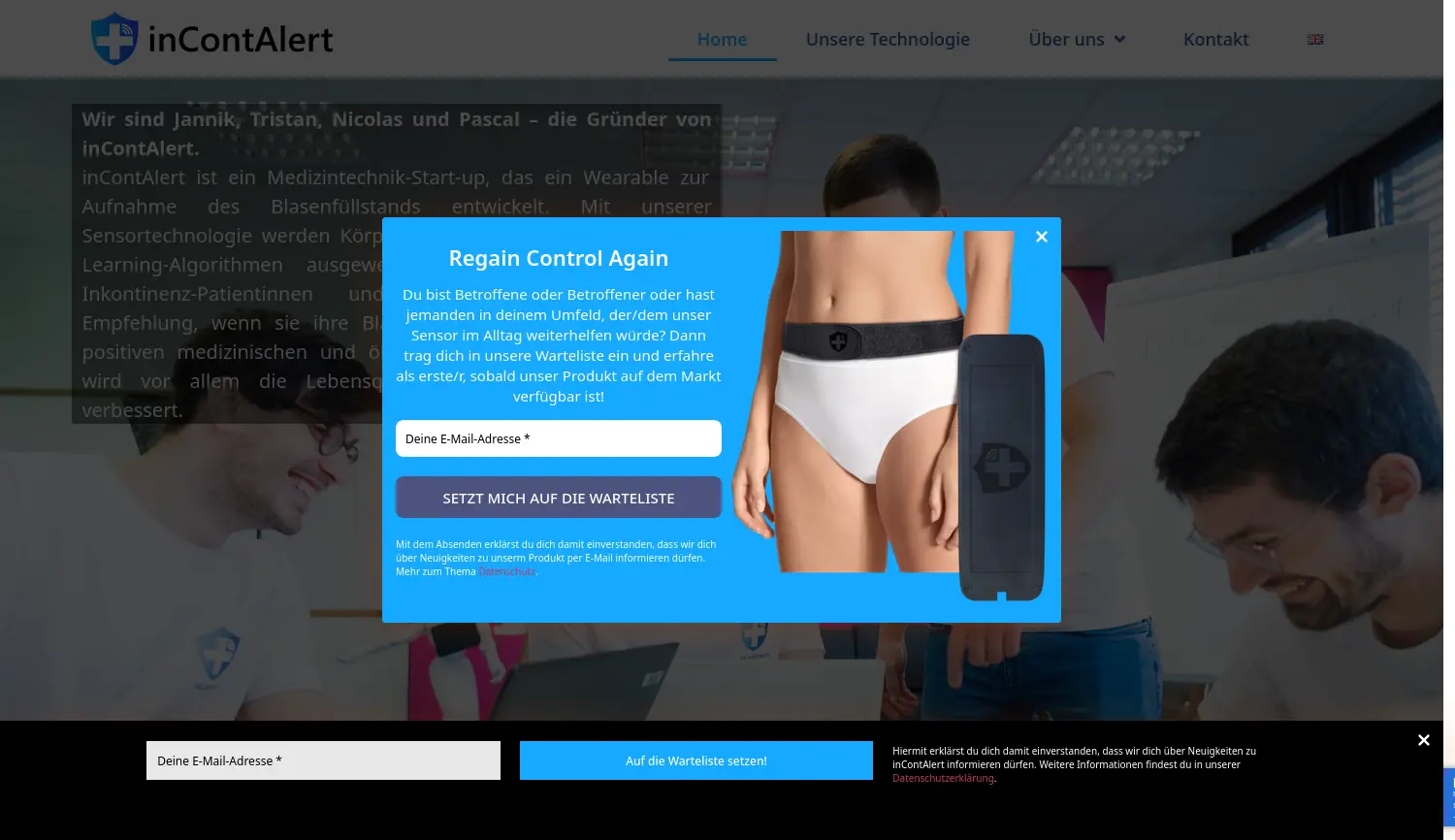 Website der Firma inContAlert