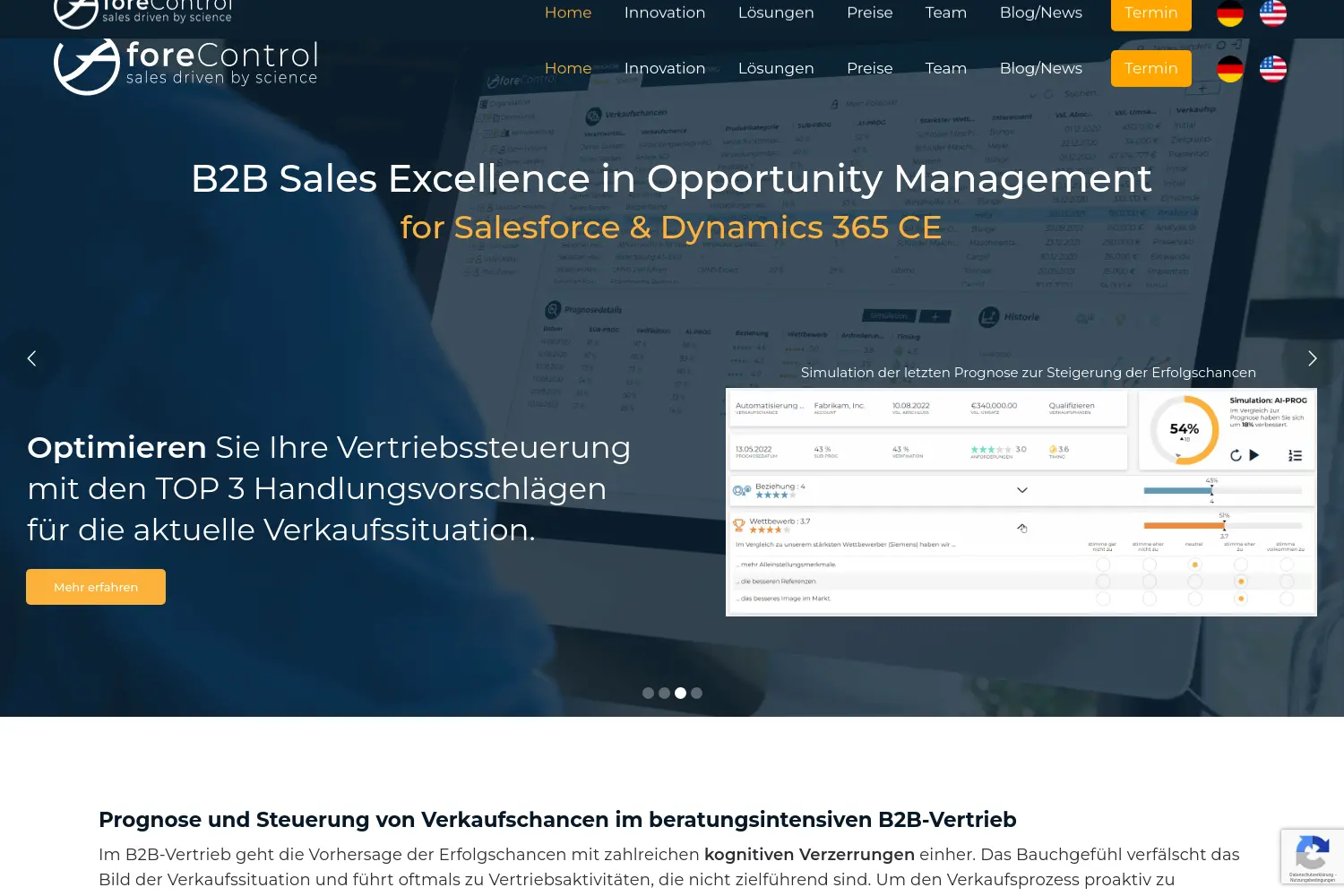 Website der Firma foreControl UG