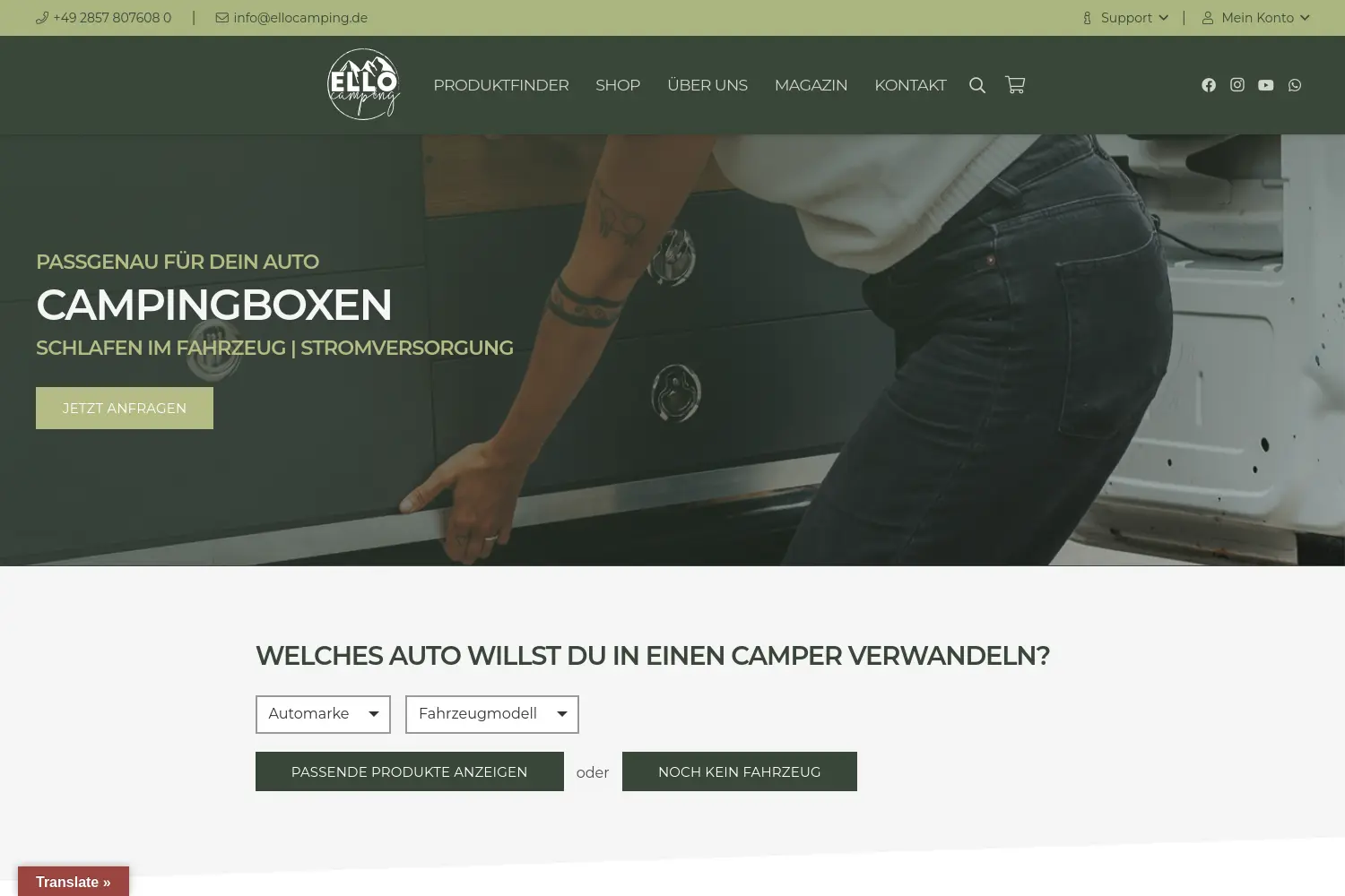 Website der Firma Ello Camping e. K.