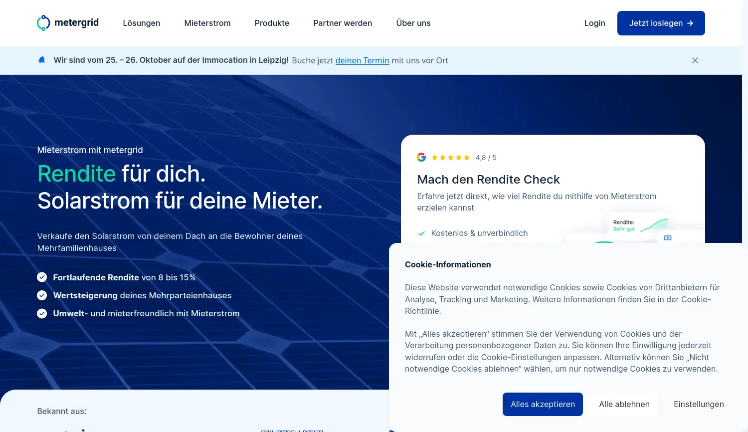 Website der Firma metergrid GmbH