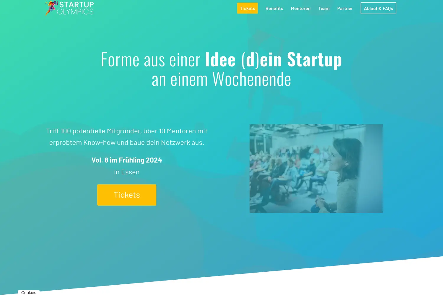 Website der Firma Startup Olympics