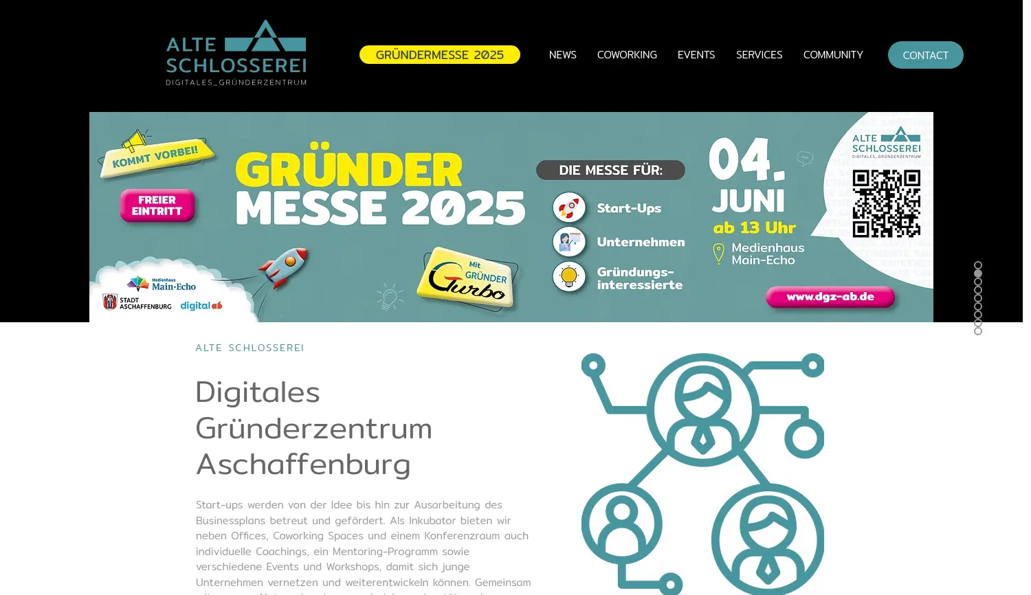 Website der Firma Digitales Gründerzentrum Aschaffenburg
