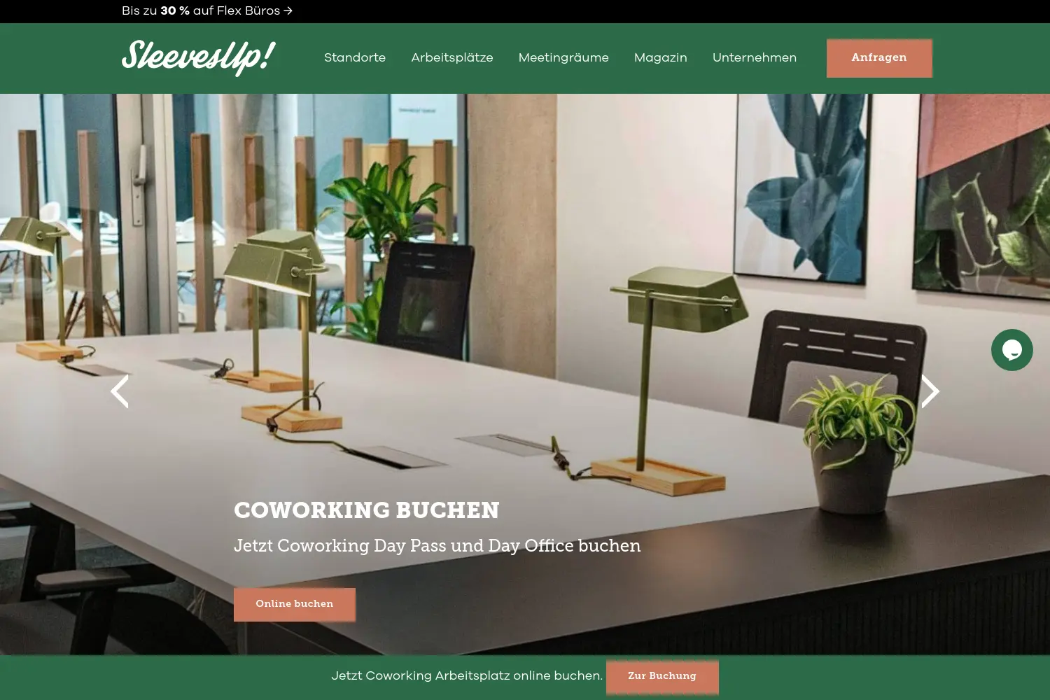 Website der Firma SleevesUp! Spaces GmbH