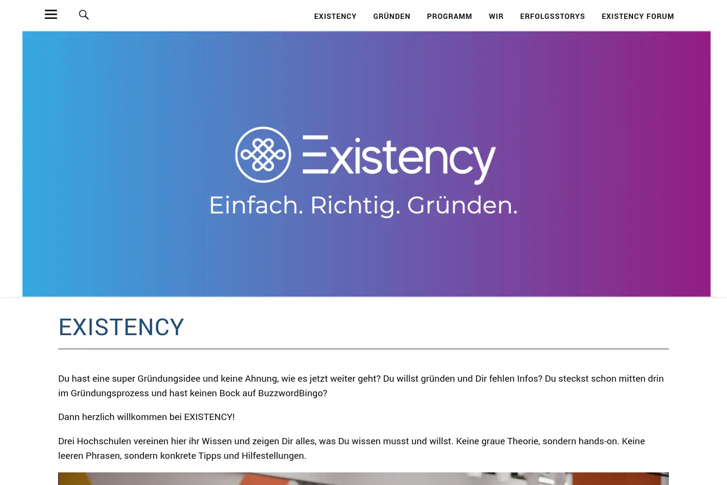 Website der Firma Existency