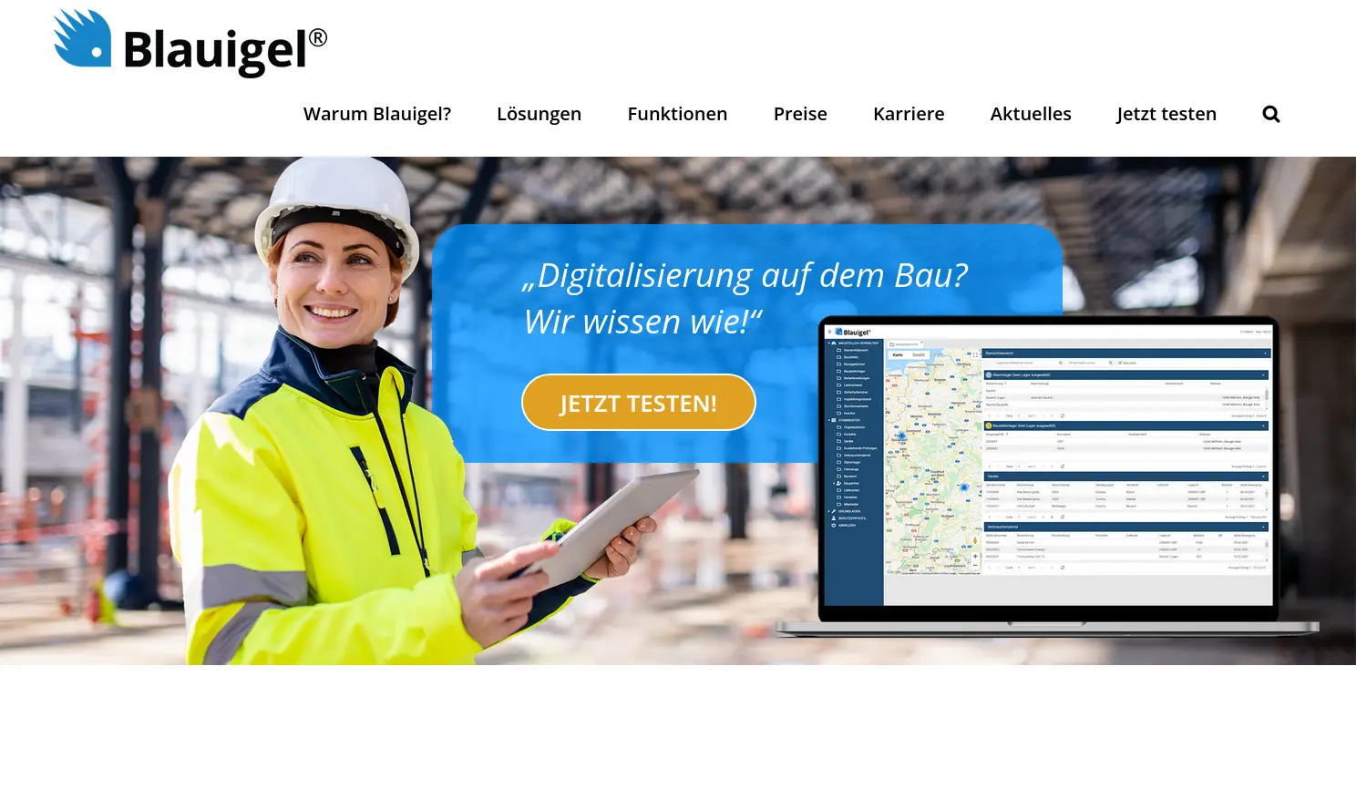 Website der Firma Blauigel GmbH