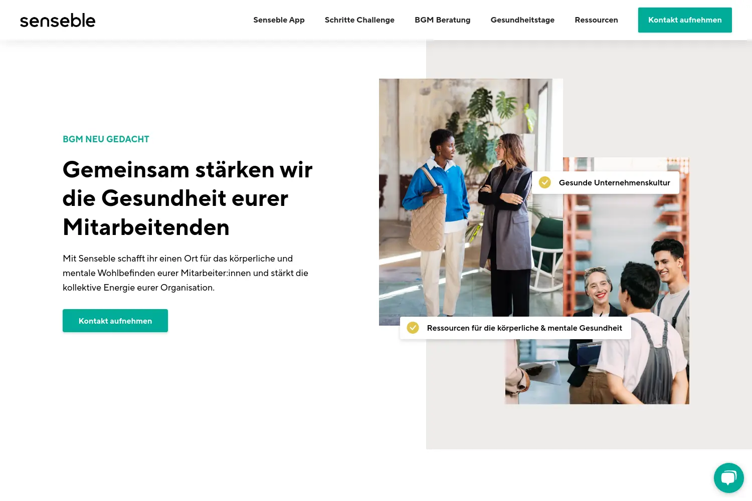 Website der Firma Senseble Health GmbH