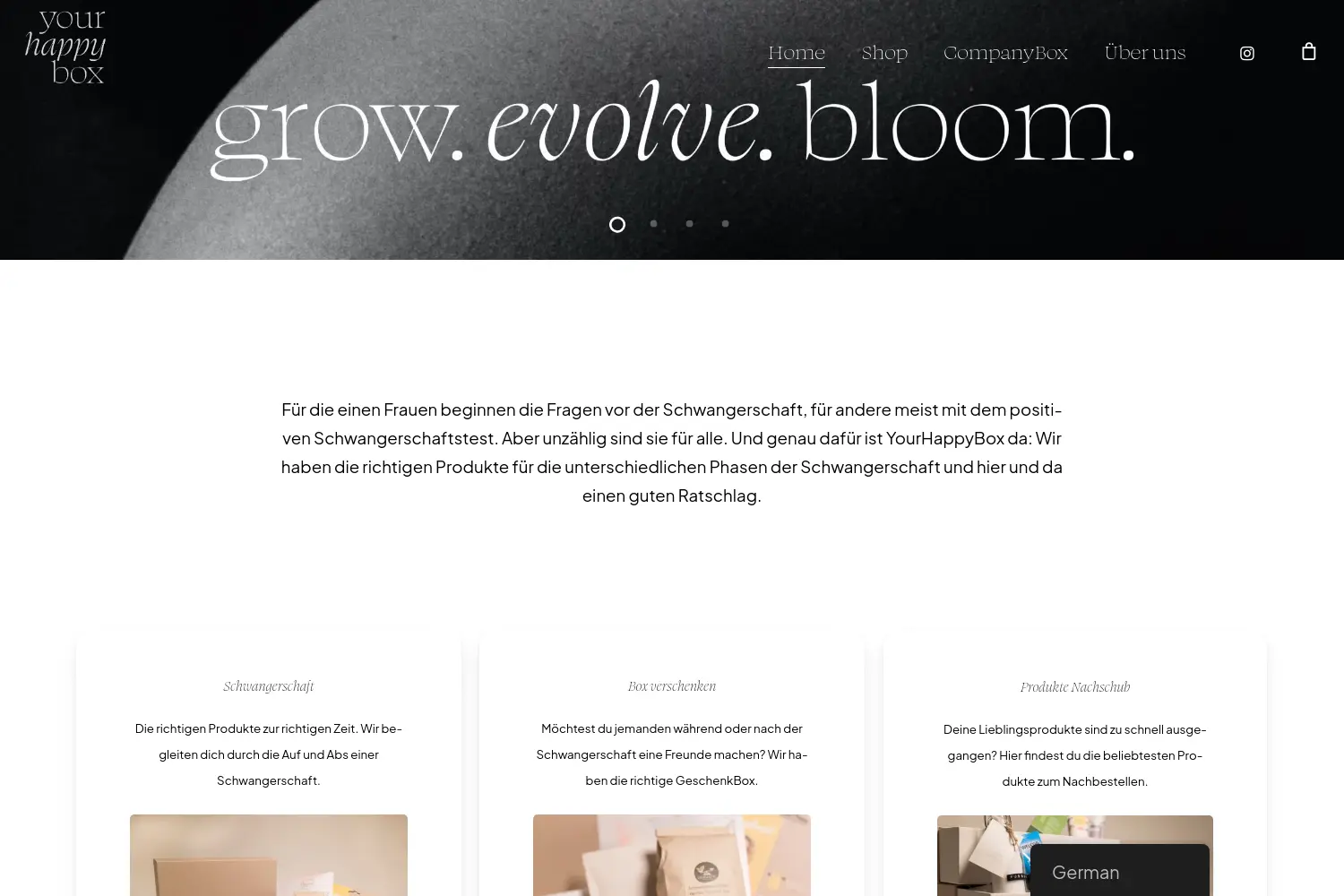Website der Firma HappyBox GmbH