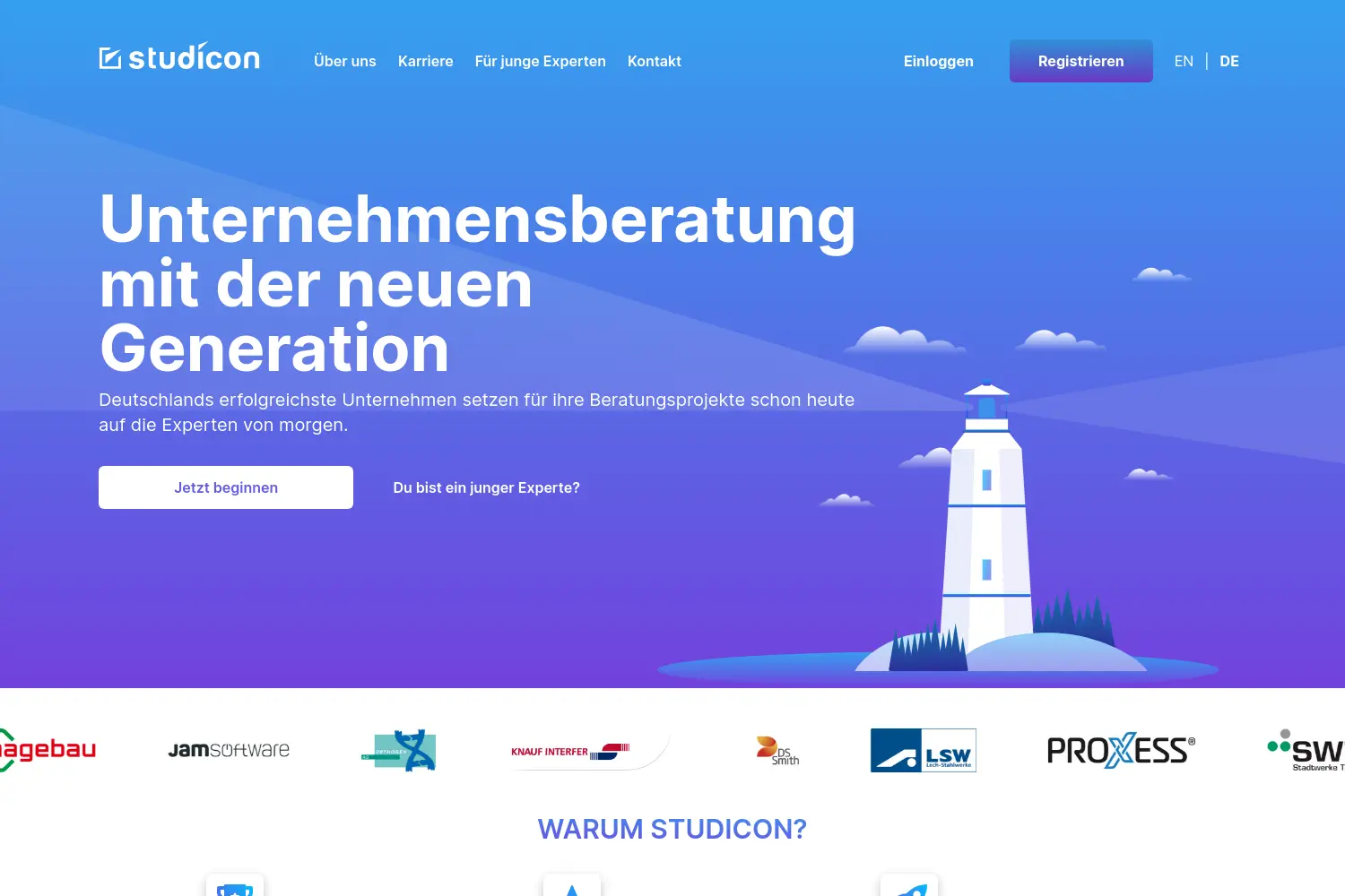 Website der Firma Studicon