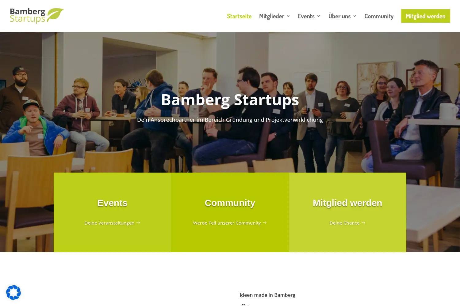 Website der Firma Bamberg Startup e.V.