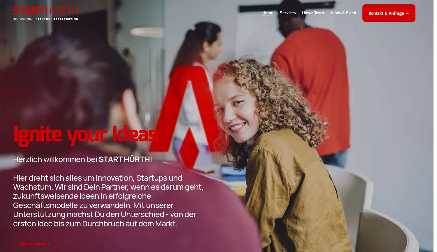 Website der Firma Gründer- und Technologiezentrum START HÜRTH