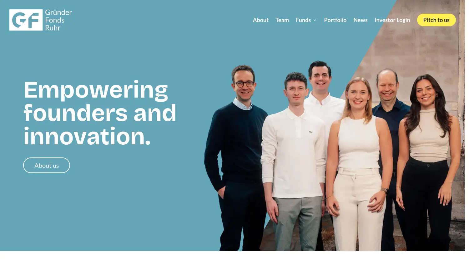 Website der Firma Gründerfonds Ruhr