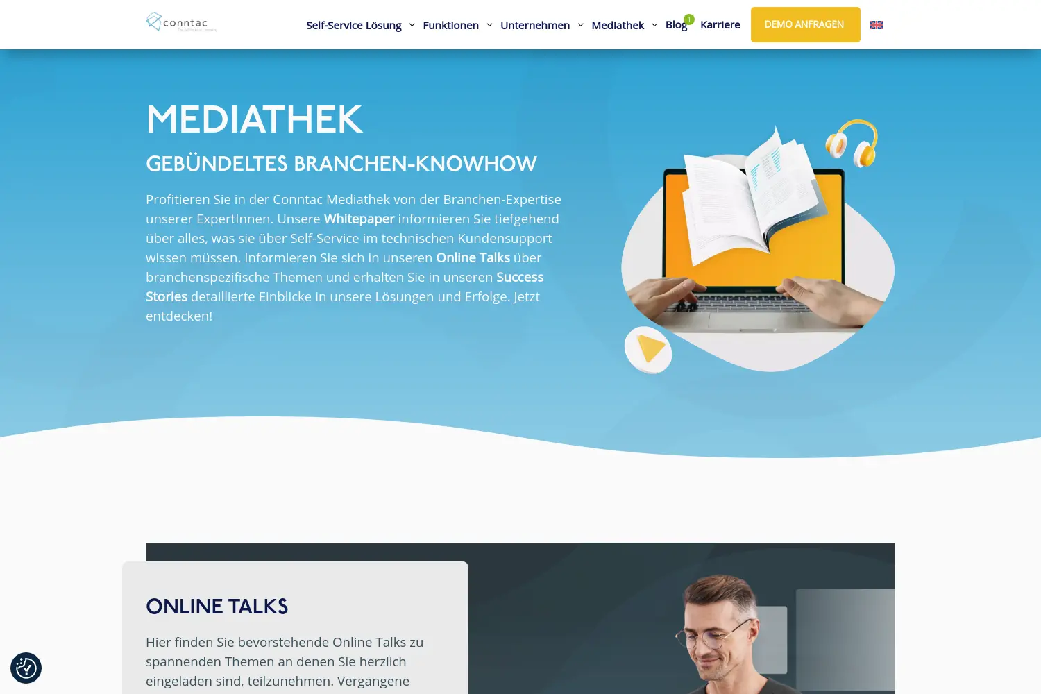 Website der Firma Conntac – The self-service company
