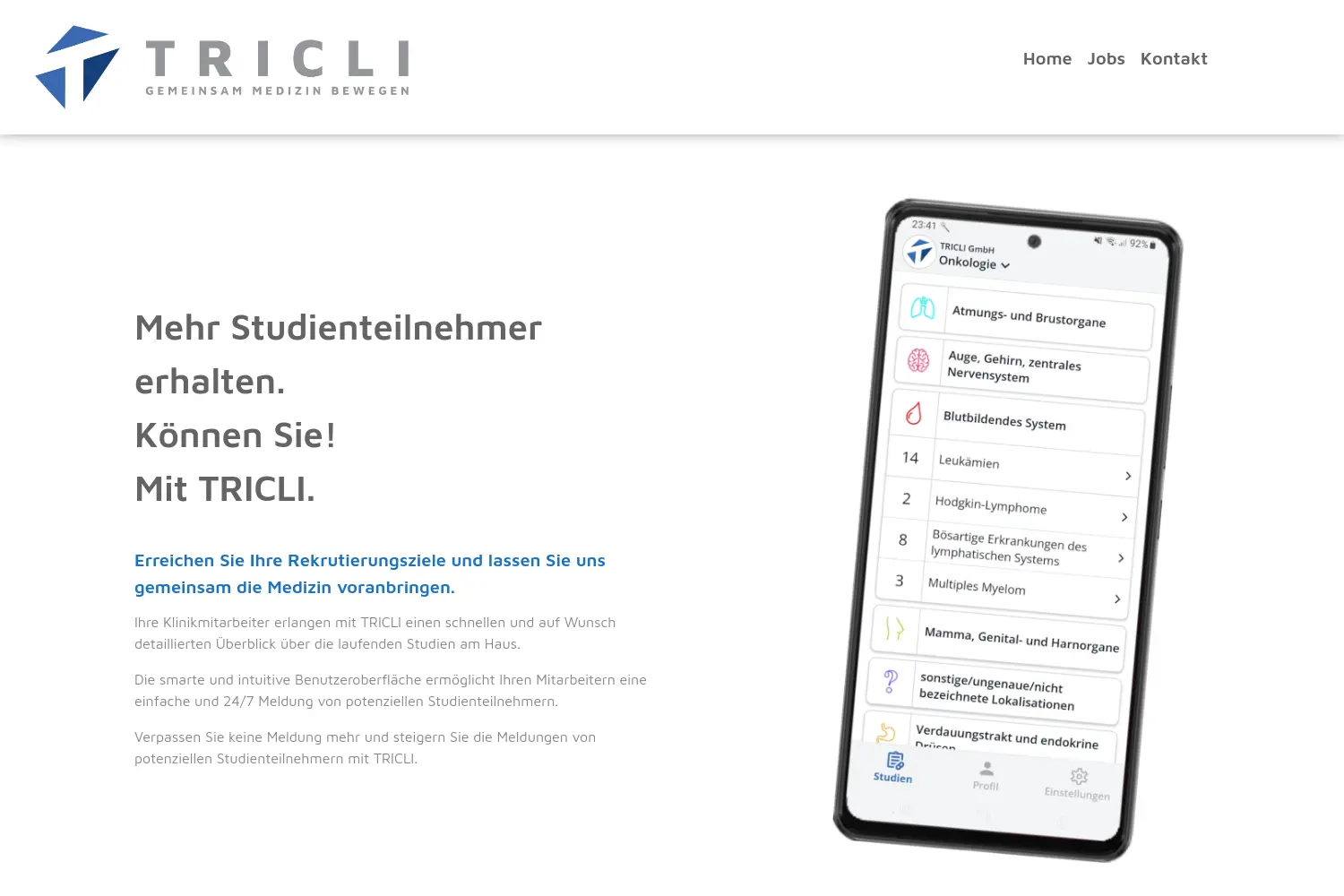 Website der Firma TRICLI GmbH