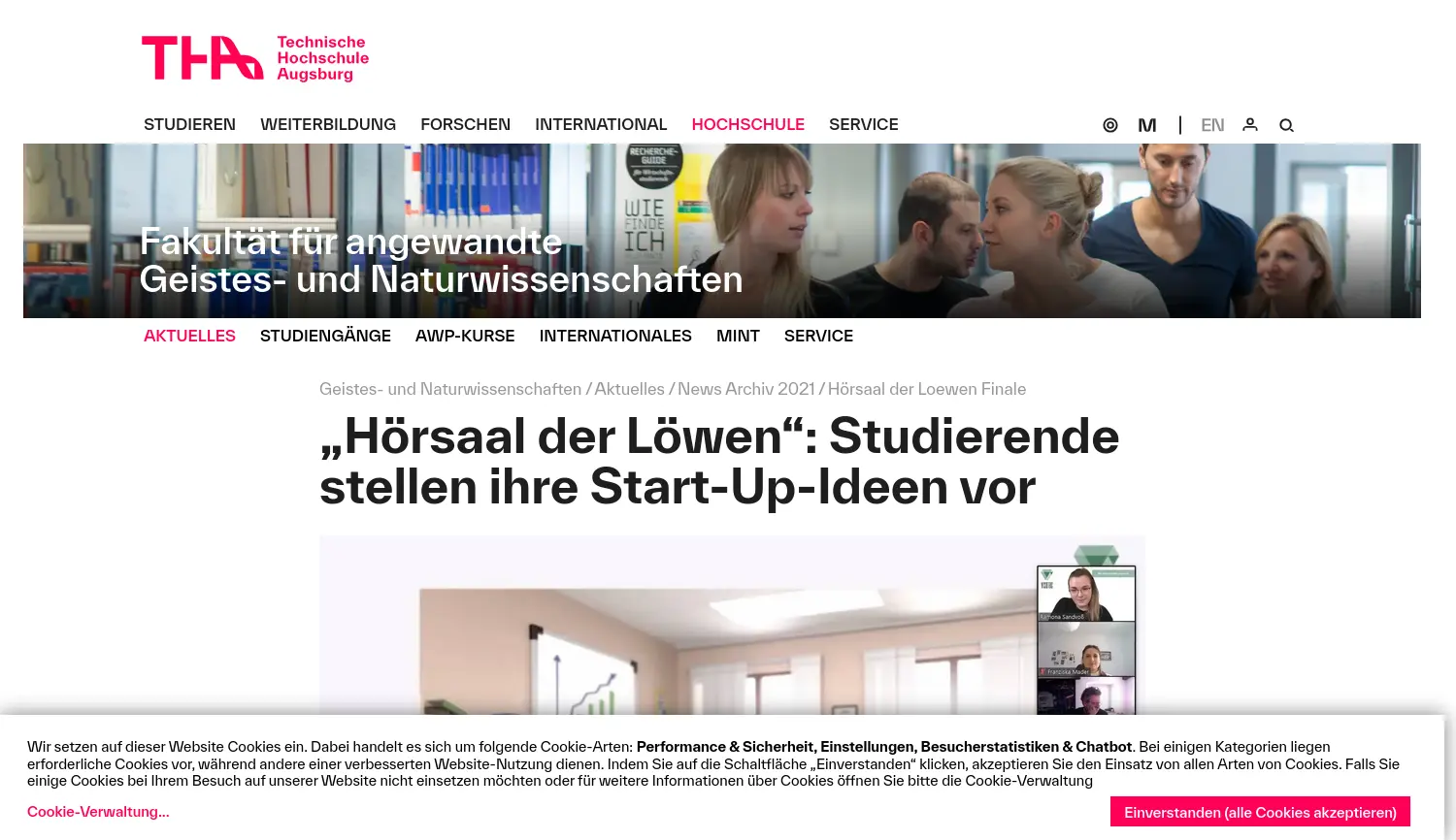 Website der Firma hörsaal der Löwen