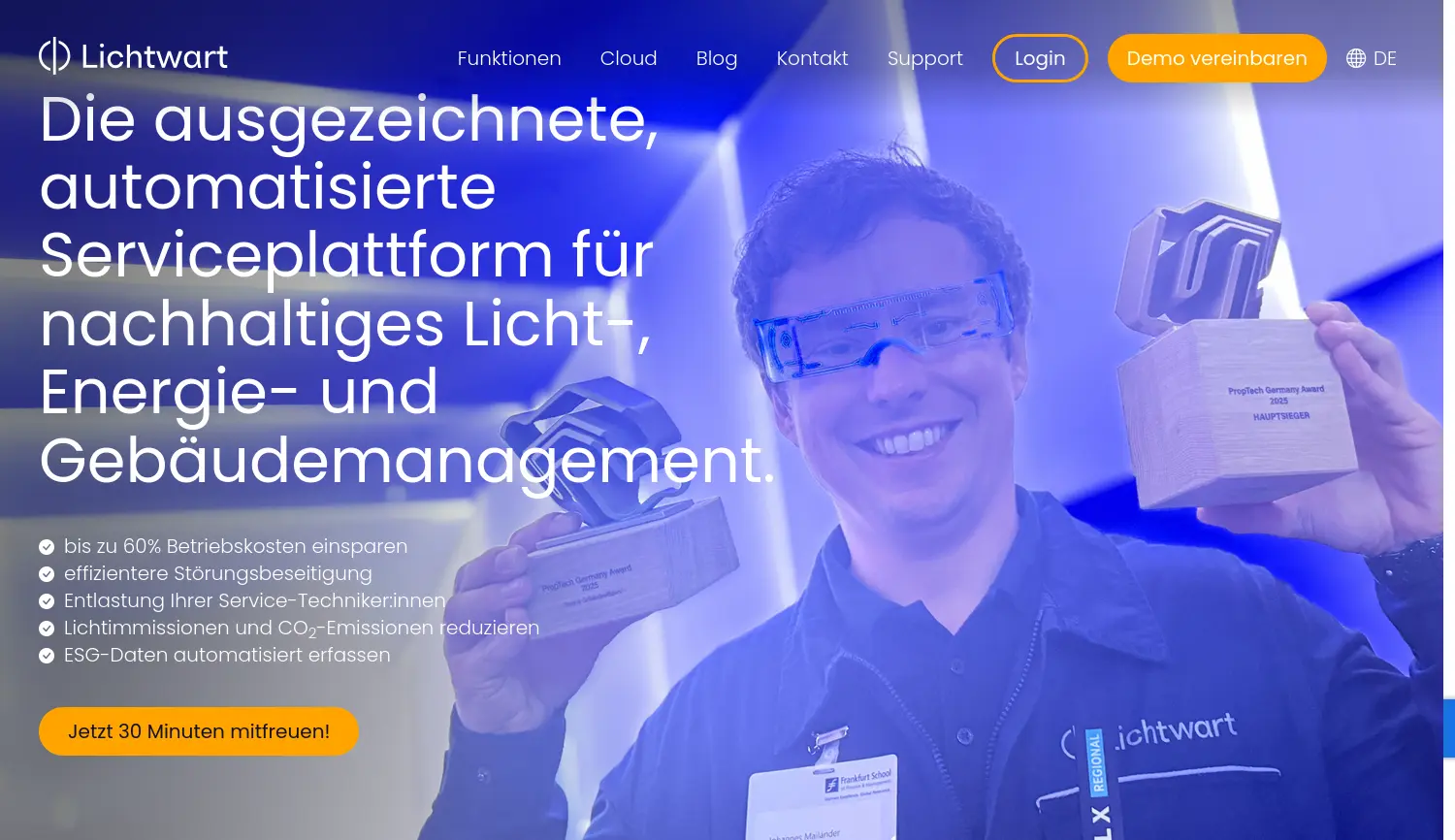 Website der Firma Lichtwart GmbH