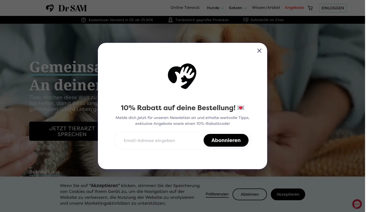 Website der Firma Dr. SAM Germany GmbH