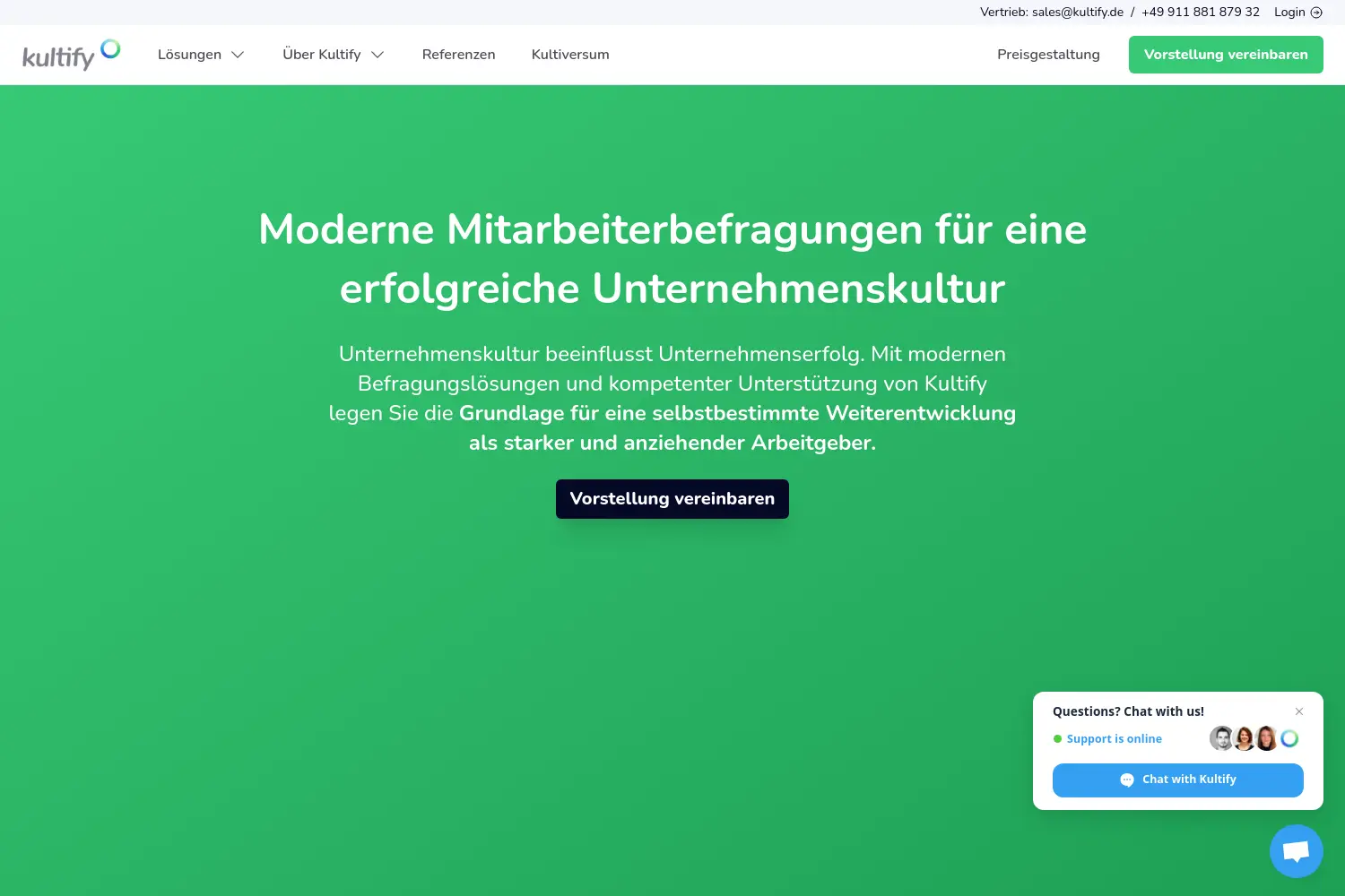 Website der Firma Kultify GmbH