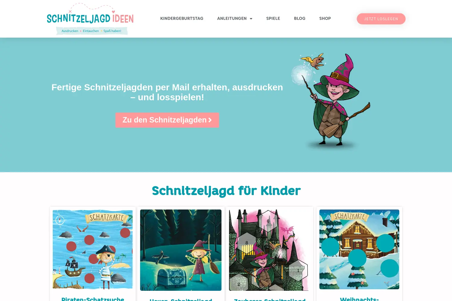 Website der Firma Schnitzeljagd Ideen