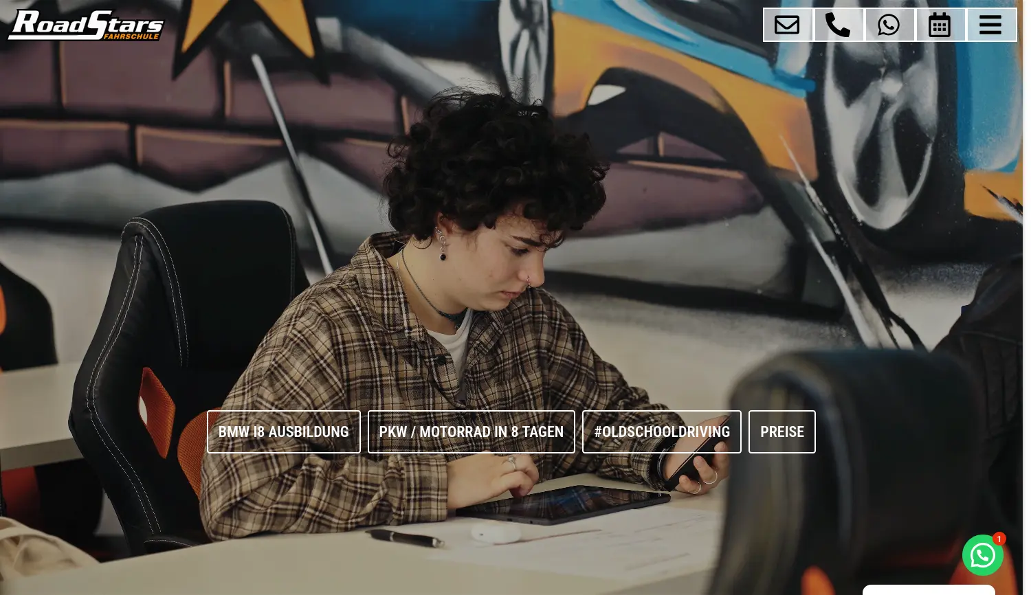 Website der Firma Fahrschule Road Stars GmbH