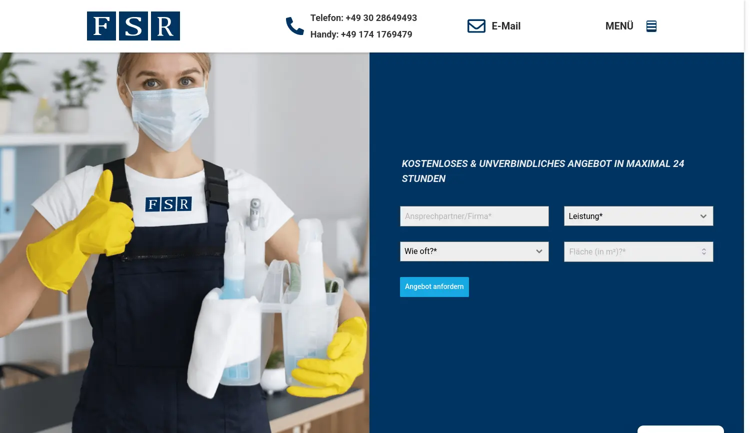 Website der Firma FSR Gebäudereinigung