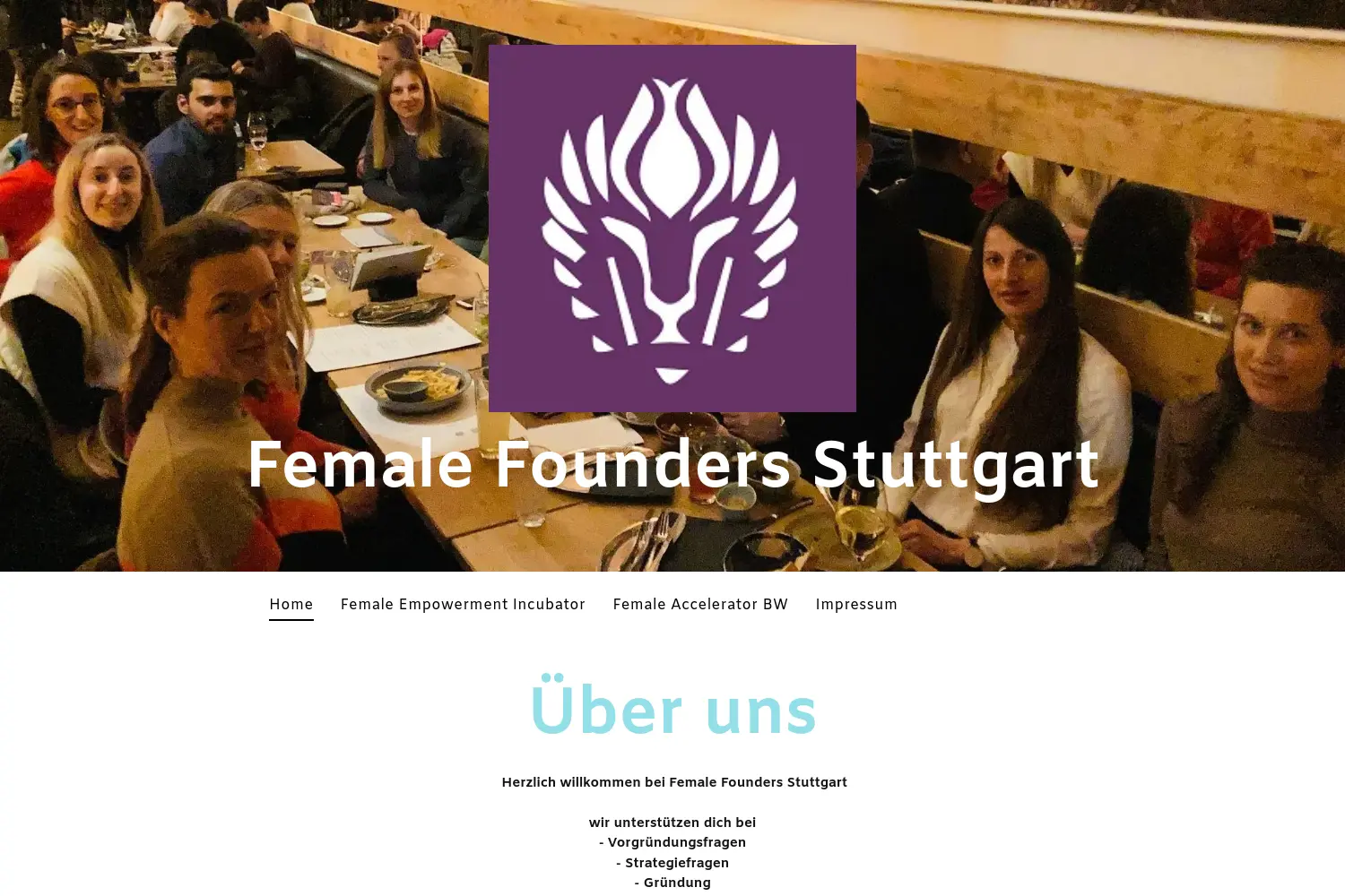 Website der Firma Female Founders Stuttgart