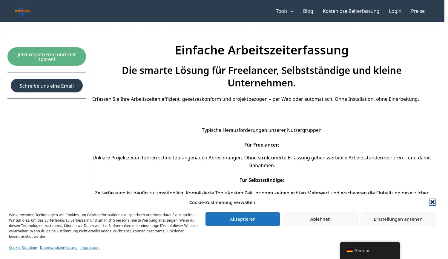 Website der Firma workwizard
