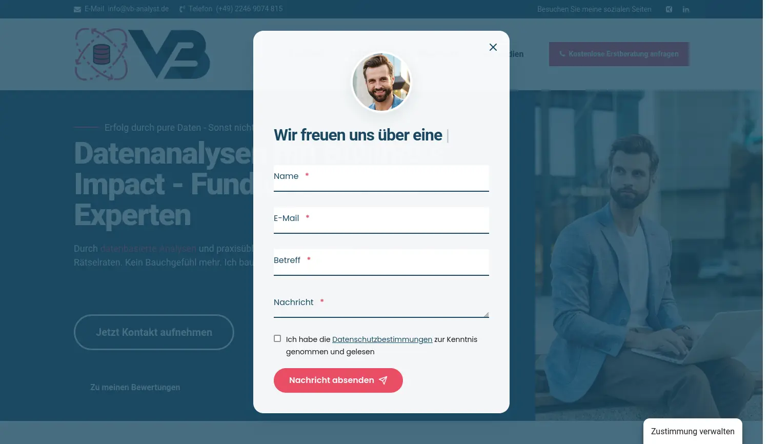 Website der Firma VB Freiberuflicher Datenanalyst
