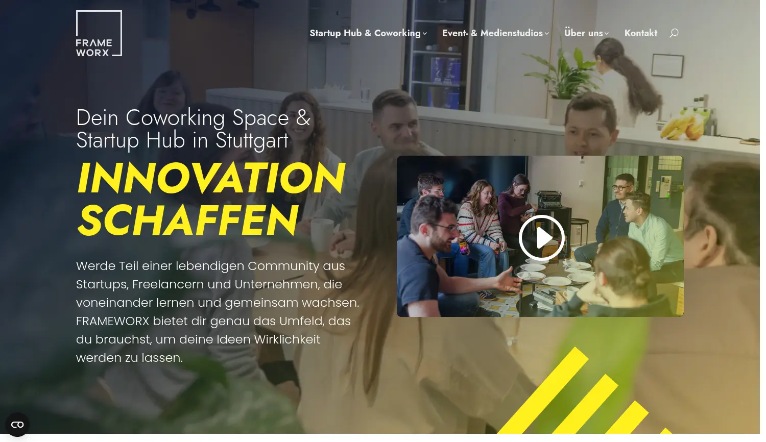 Website der Firma FRAMEWORX Startup Hub GmbH