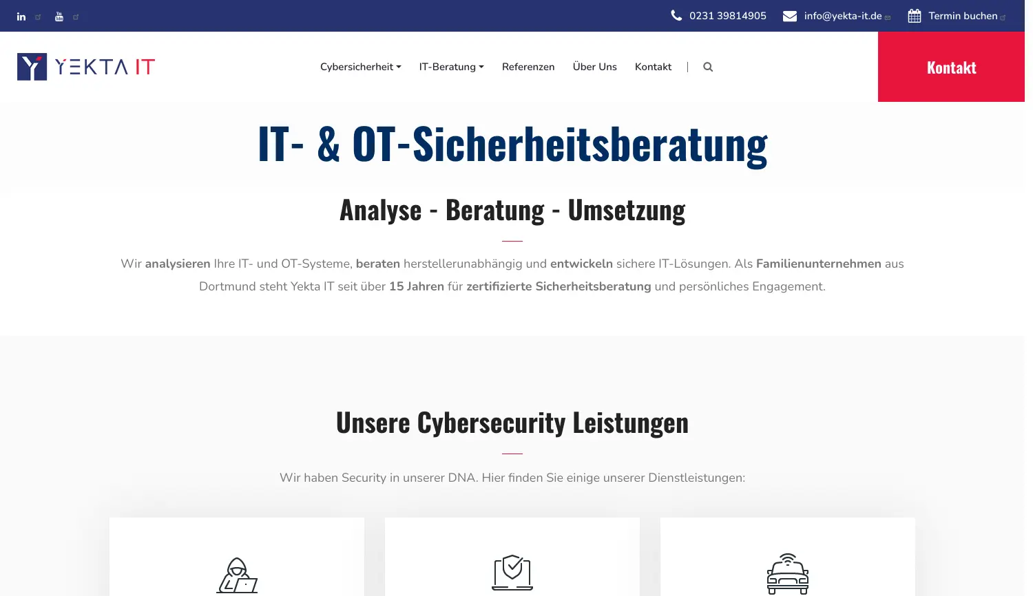 Website der Firma Yekta IT GmbH