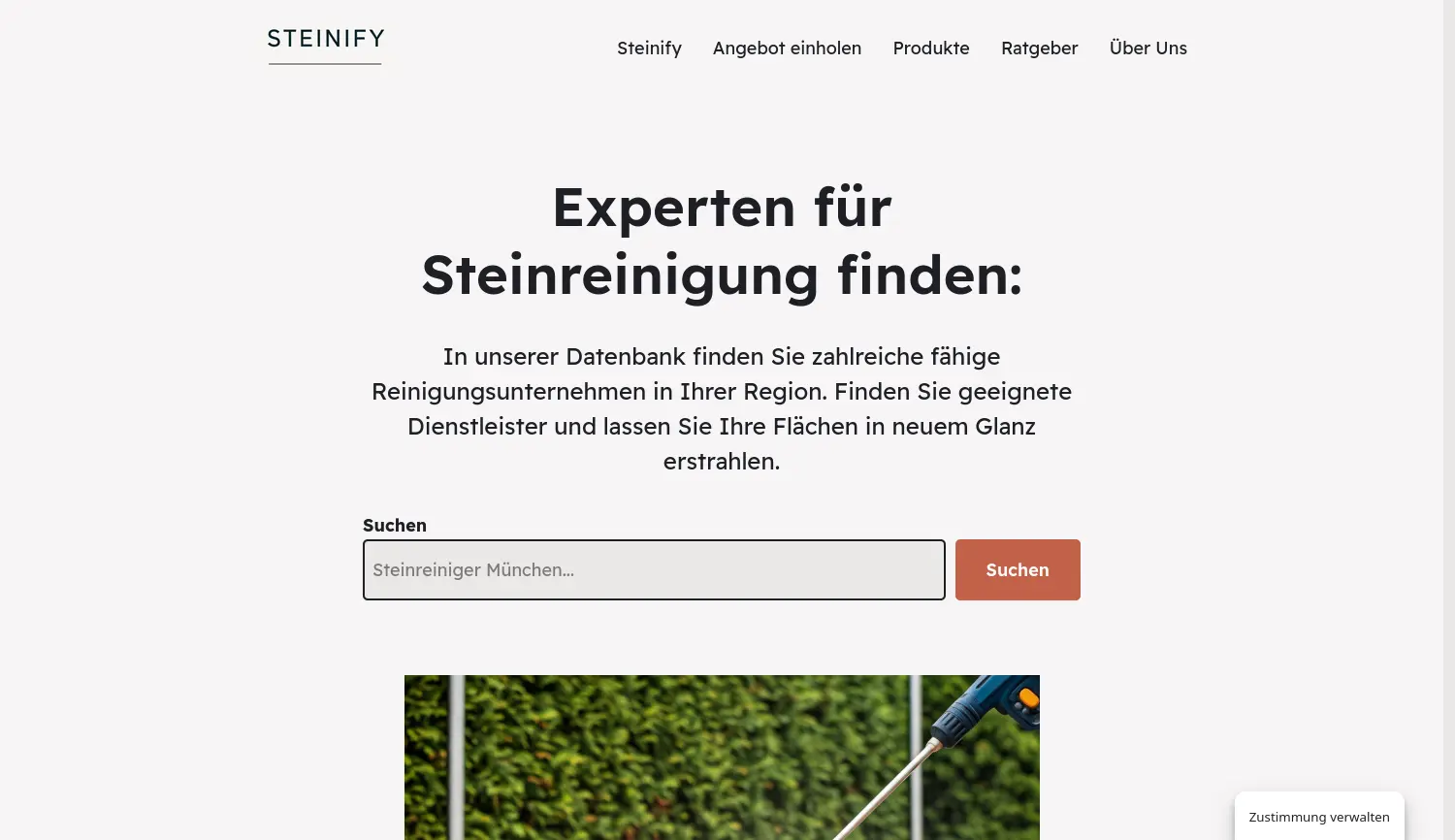 Website der Firma Steinify