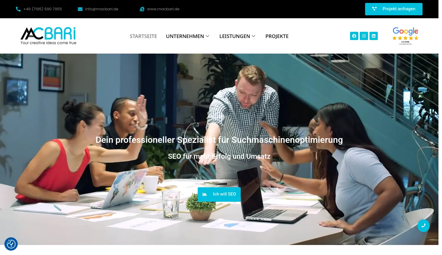 Website der Firma Macbari