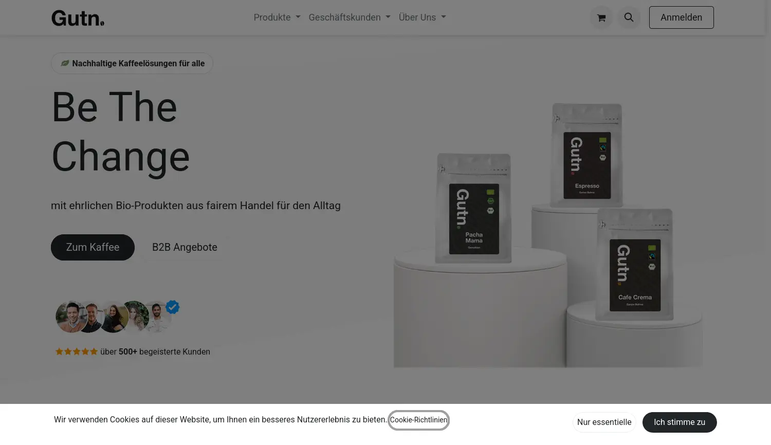 Website der Firma Gutn Kaffee UG