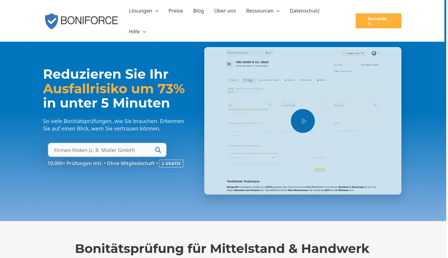 Website der Firma Boniforce