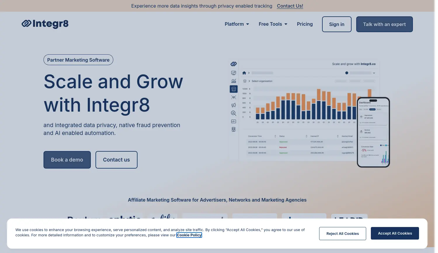 Website der Firma Integr8Hub ÖU