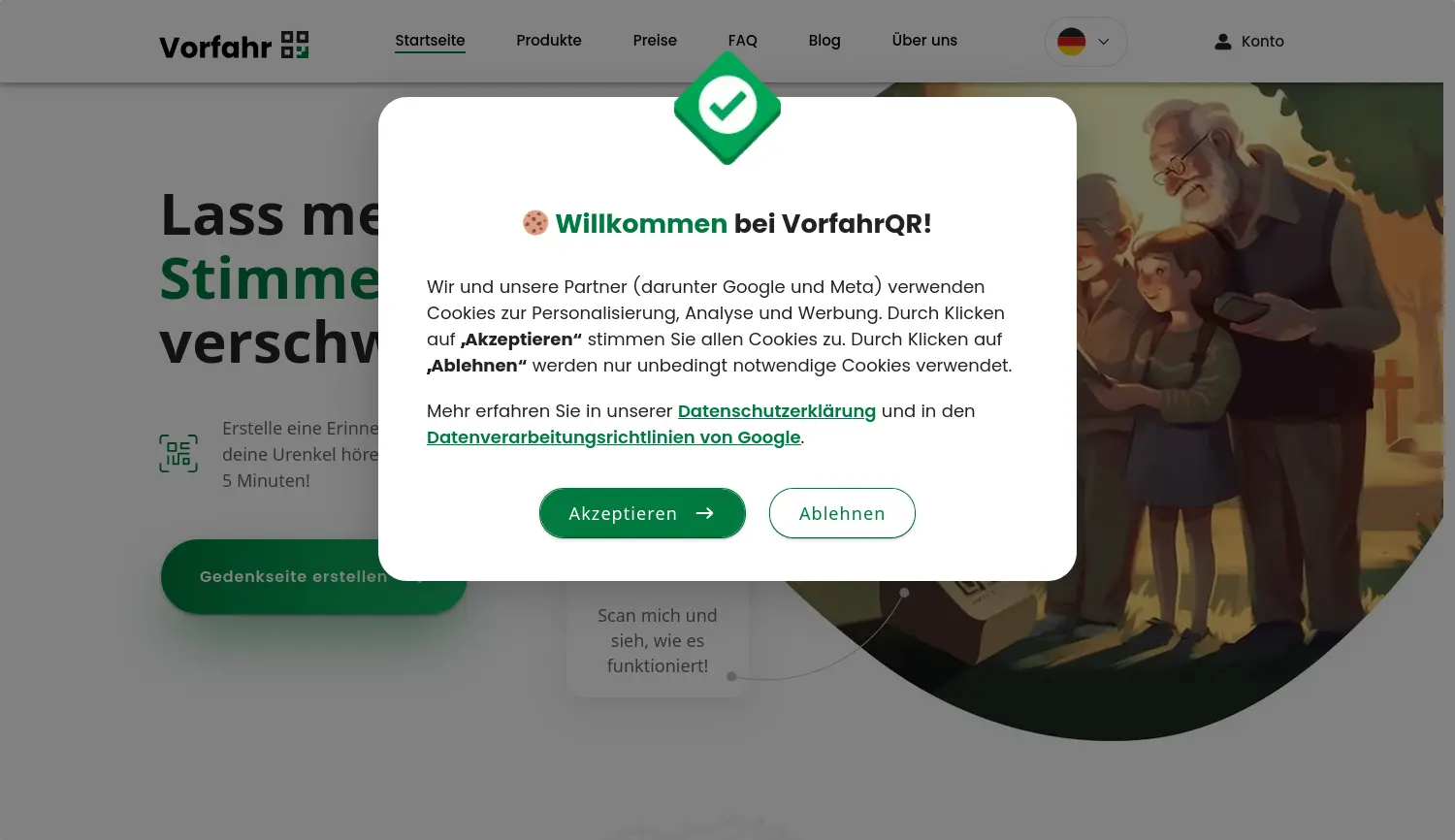 Website der Firma VorfahrQR UG