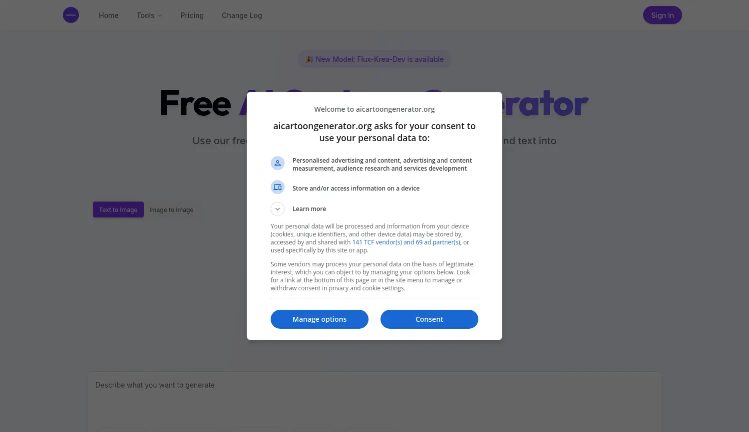 Website der Firma AICartoonGenerator UG