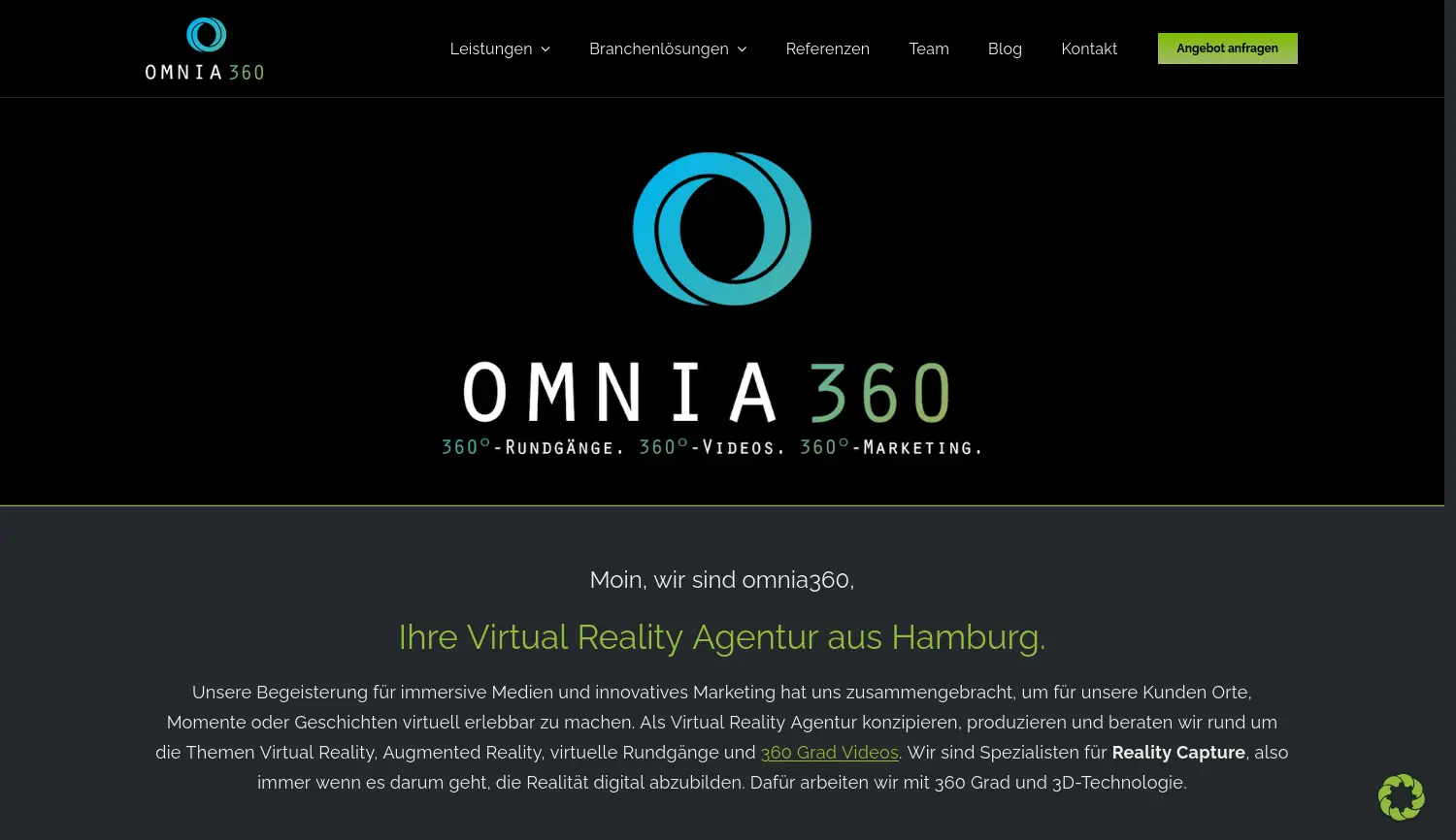 Website der Firma omnia360 GmbH